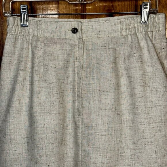 Vintage 90s Linen Blend Pencil Skirt Quiet Luxury Oatmeal Ivory Petite 10 Office - Picture 4 of 6